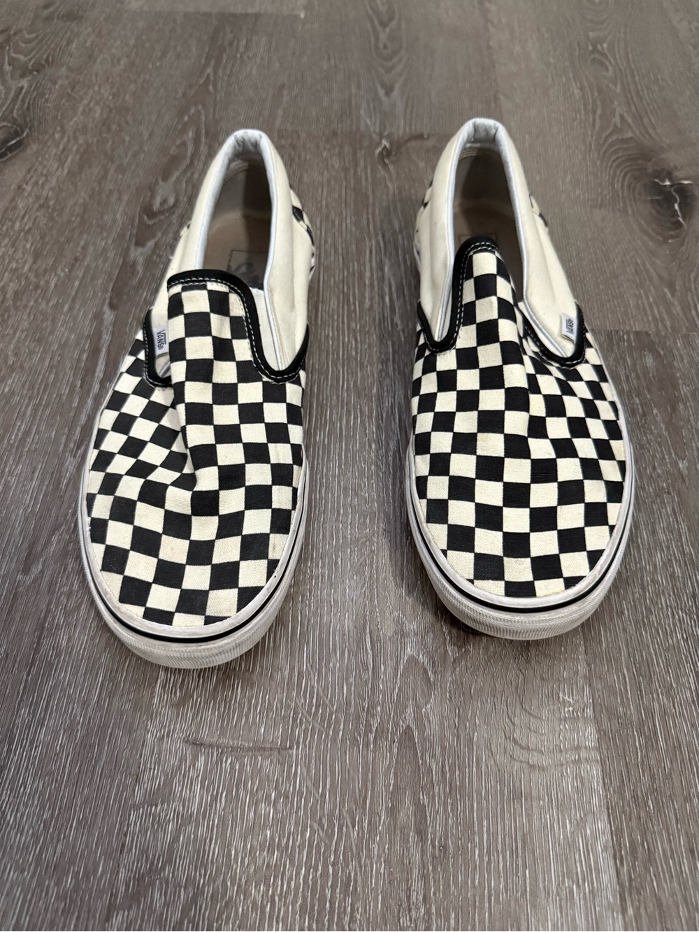 Vans Men Classic Slip-On Checkerboard Sneakers - Black/White | Size 11